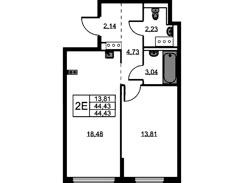 1-комнатная квартира 44.43 м², 10/11 эт., ЖК «Новое Колпино»